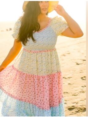 Ivy City Emily Pastel smocked floral Top dress